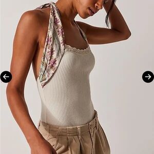 Free People Intimately Eyes For U halter bodysuit in Ivory Combo